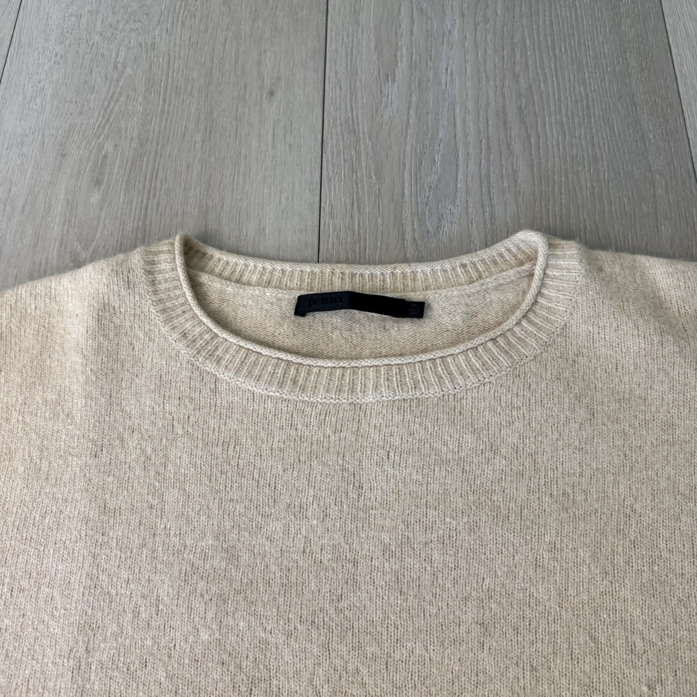 Jenni Kayne Sweater Womens XL Oatmeal Wool Cashmere Crewneck Everyday Knit